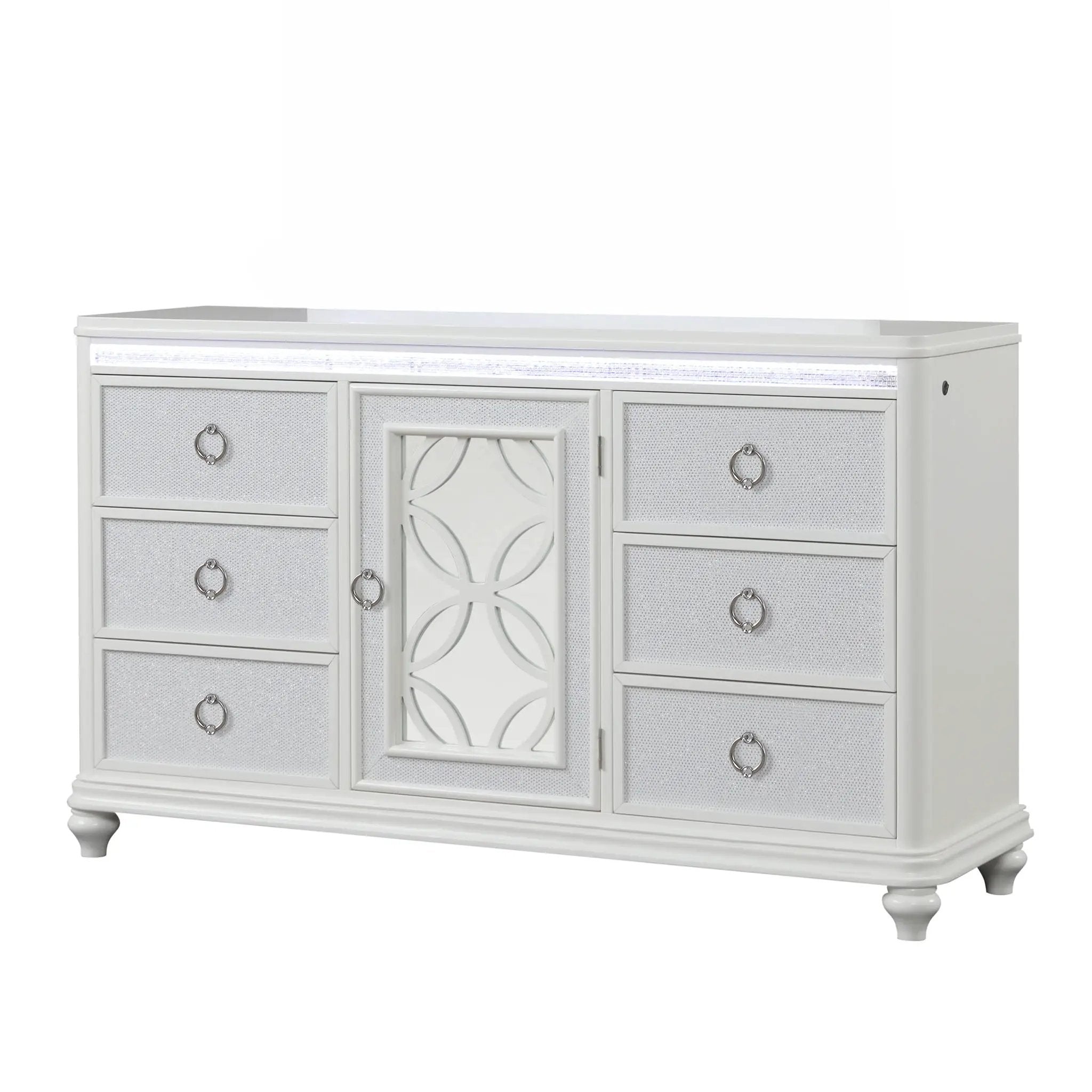 Abigale - 6 Drawer Dresser With LED (Includes Dresser Only, Mirror Not Included) - White by HouseOfZazla