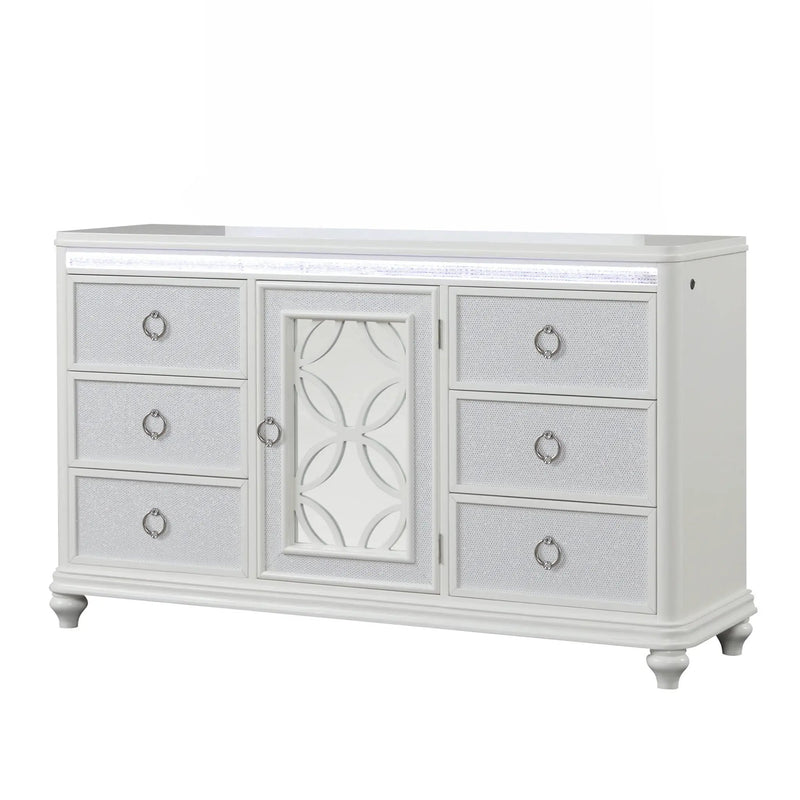 Abigale - 6 Drawer Dresser With LED (Includes Dresser Only, Mirror Not Included) - White by HouseOfZazla
