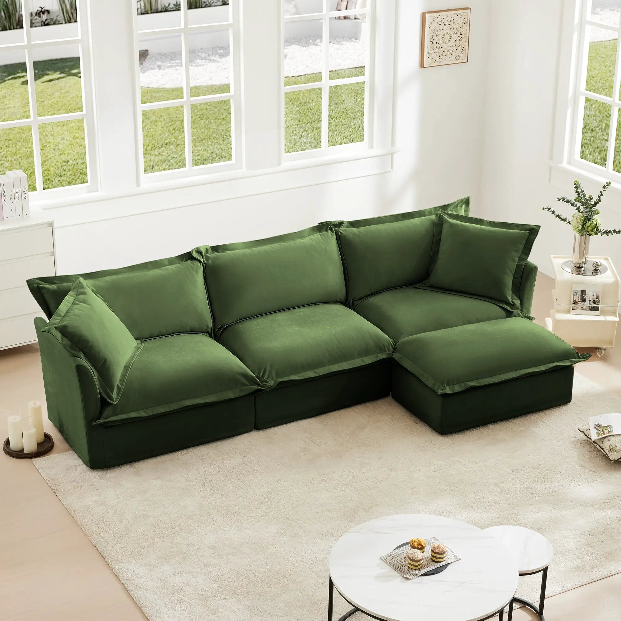 L-Shaped Slipcovered Sectional Sofa by HouseOfZazla