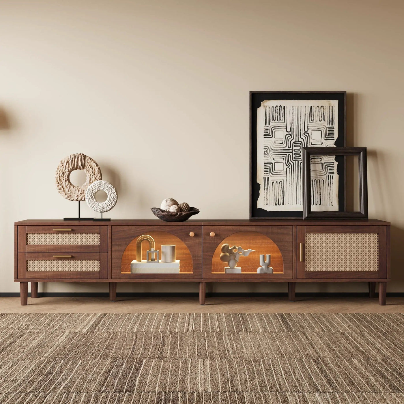 TV Stand With App-Controlled LED Lights, 2 Drawers & Door Storage by Unique Piece Furniture