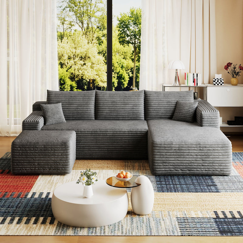 95" Cloud Sectional Sofa with Ottoman by HouseOfZazla