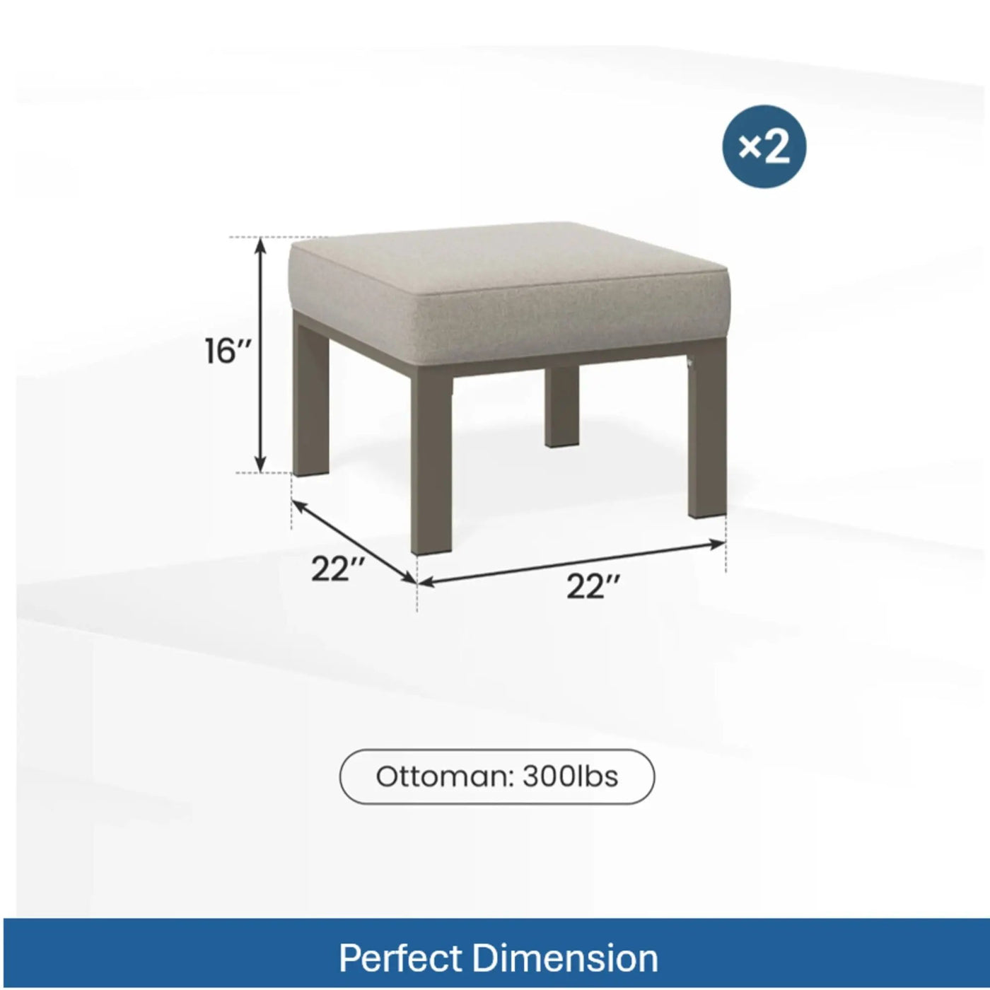 All-Weather Patio Ottomans With Thick Cushions (Set of 2) by HouseOfZazla