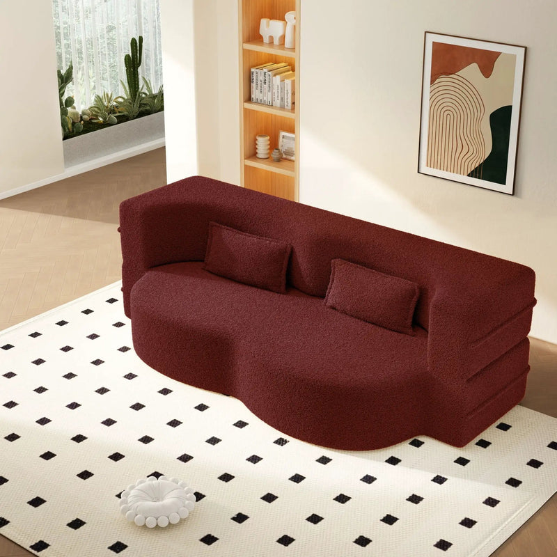Modern Floor Sleeper Sofa Bed With 2 Pillows, Convertible Twin Size Folding Mattress For Living Room by HouseOfZazla