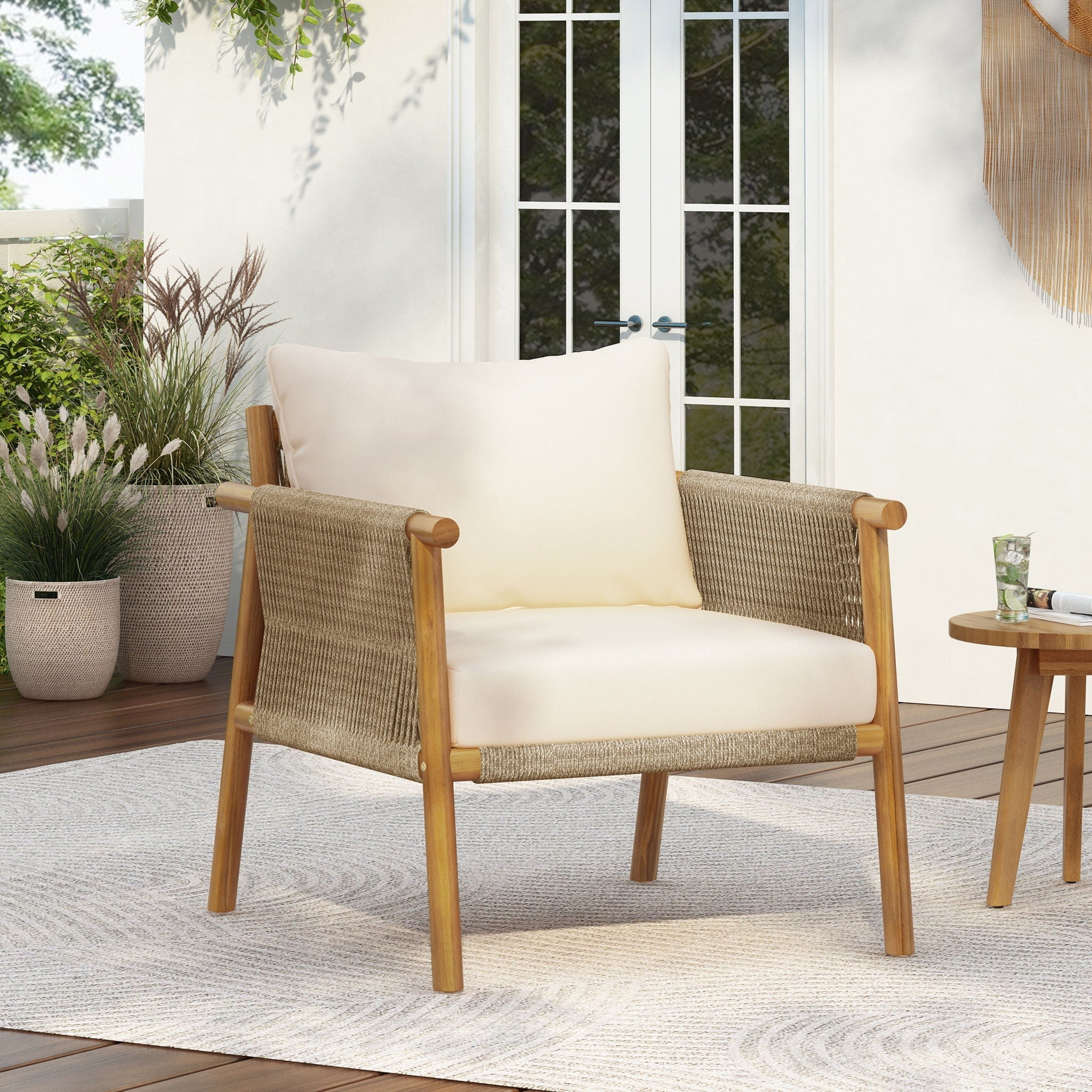 Modern Outdoor Woven Lounge Chair With Solid Frame And Cushions by HouseOfZazla