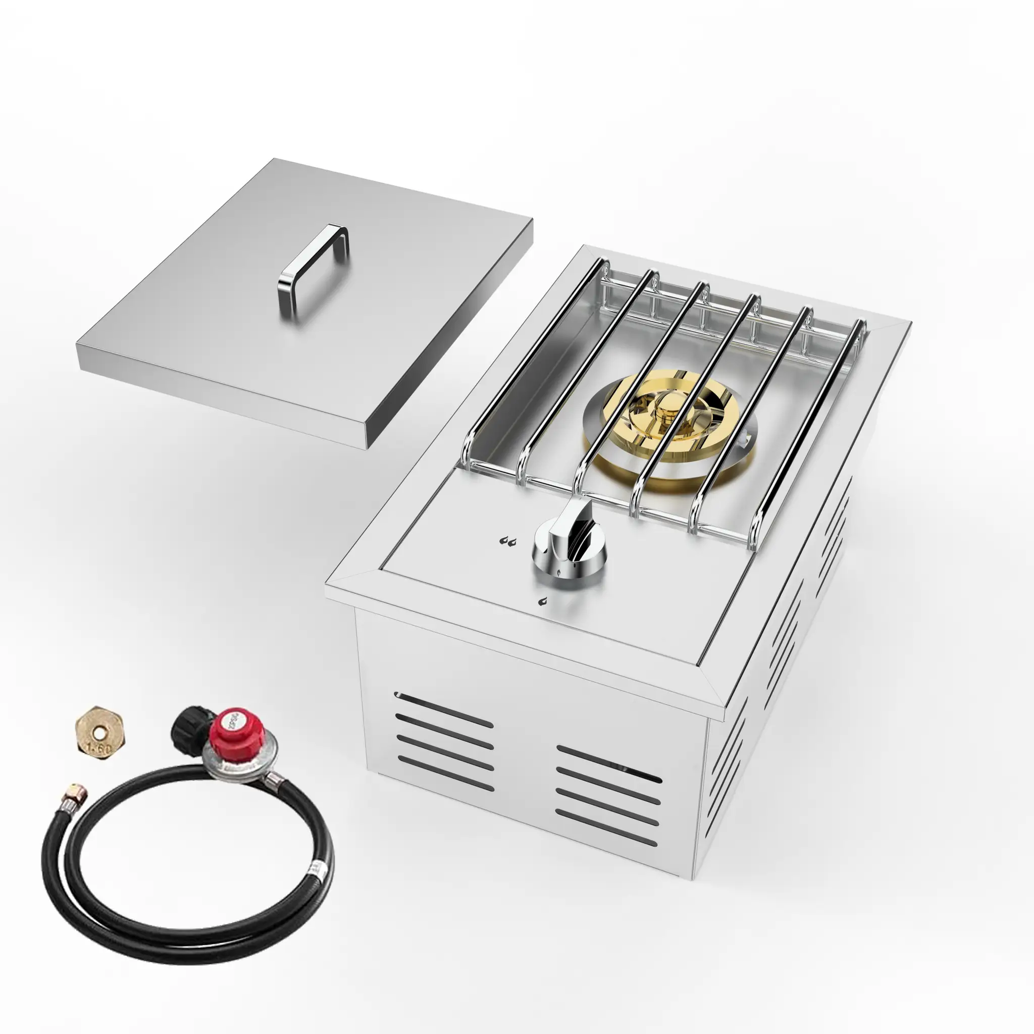 Single Grilling Side Burner, 15,000BTU Liquid Propane by HouseOfZazla