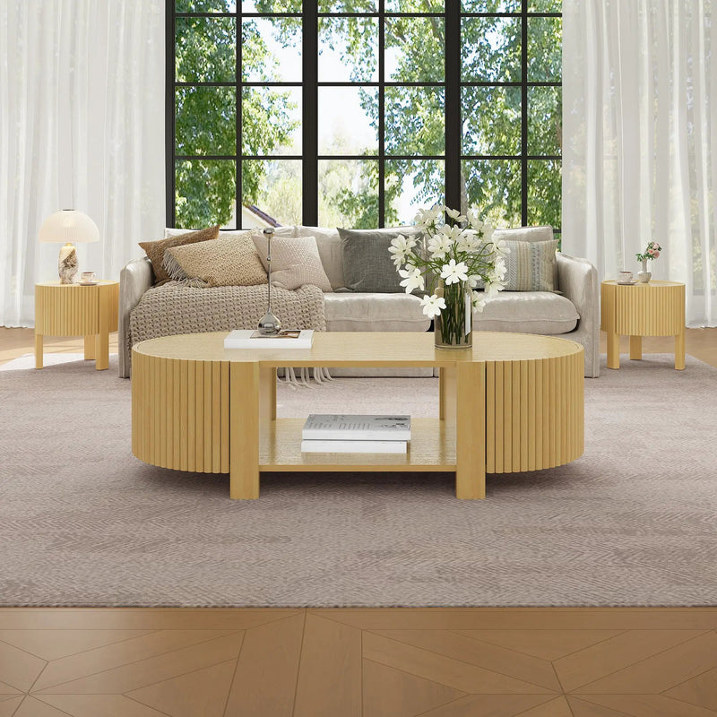 Round Fluted Side Table with Storage by HouseOfZazla