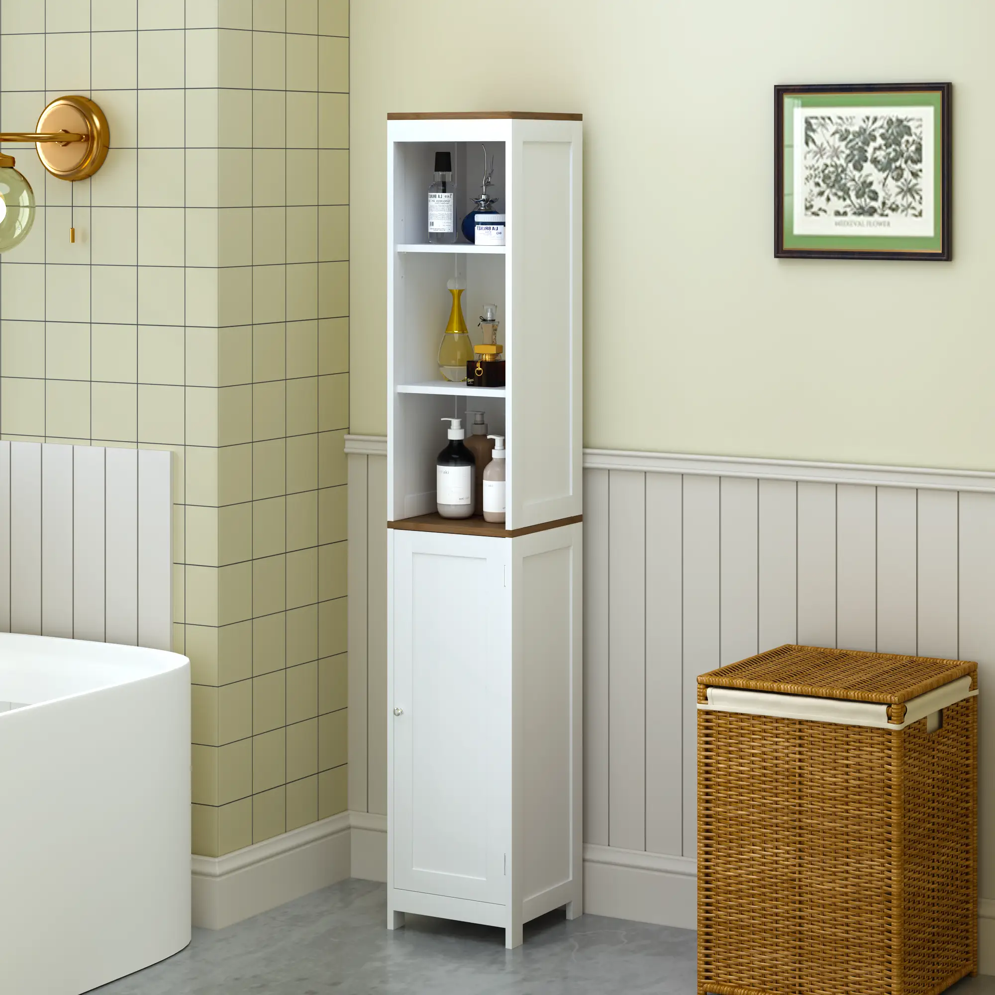 Tall Bathroom Storage Cabinet with Reversible Door by HouseOfZazla