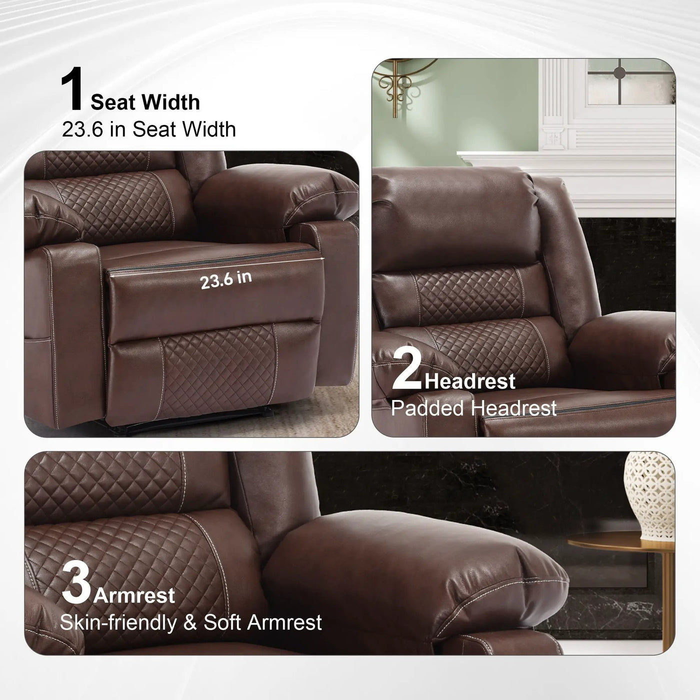 Breathable Massage Recliner Manual Chair by Unique Piece Furniture