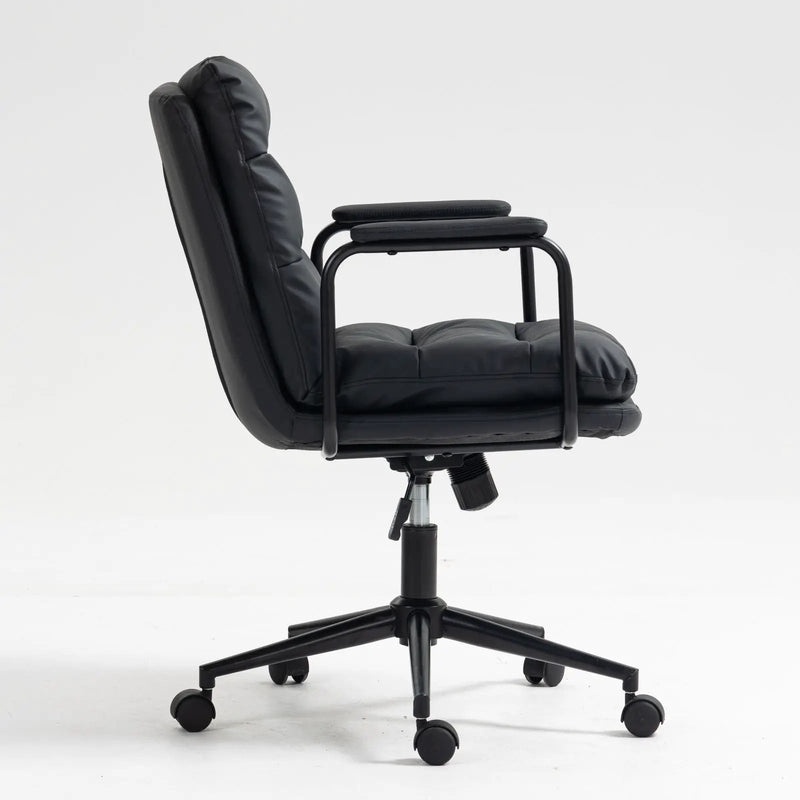 Office Chair, Mid Back Home Office Desk Task Chair With Wheels And Arms Ergonomic Computer Rolling Swivel Chair With Padded Armrest by HouseOfZazla