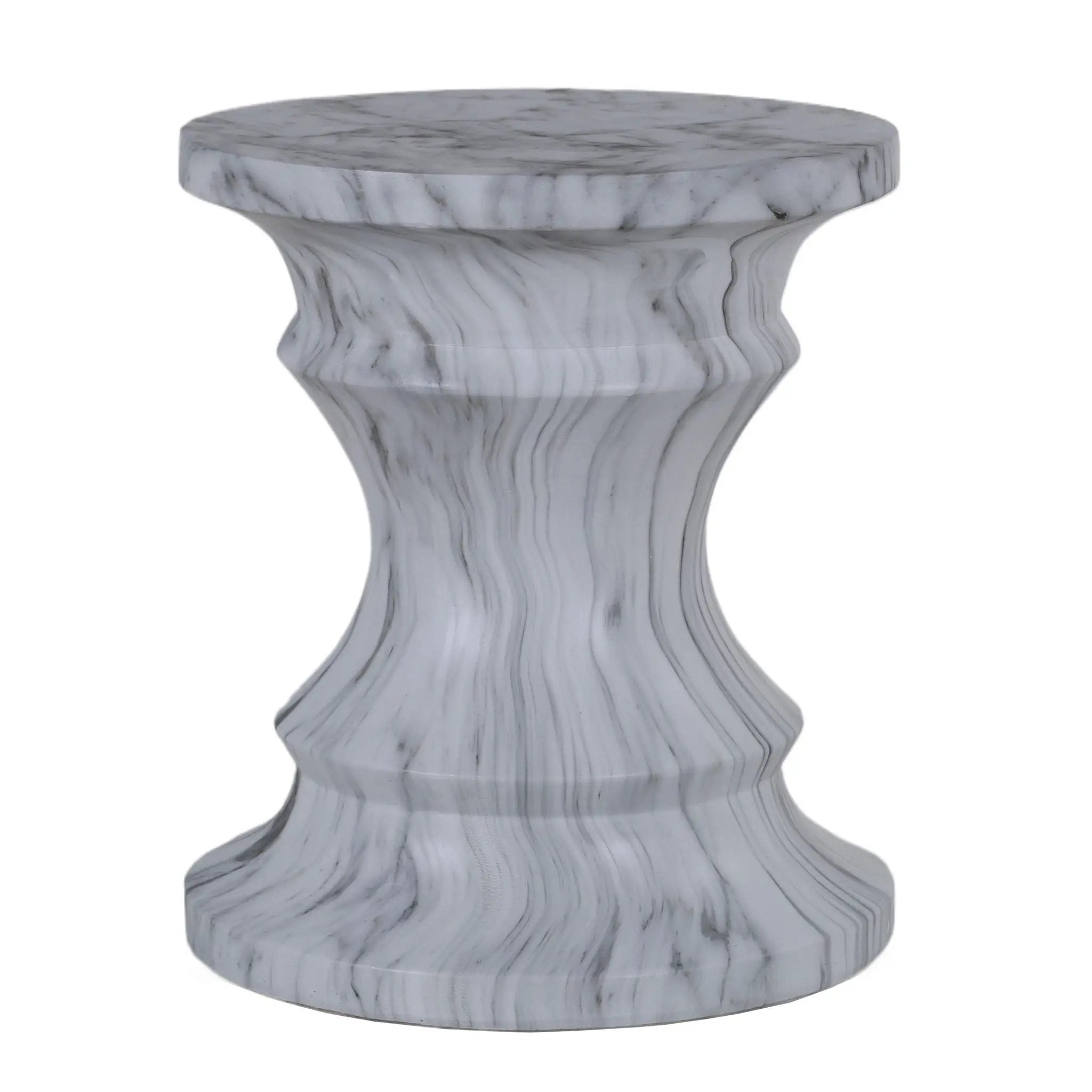 Geometric Round Outdoor End Table - Marble by Unique Piece Furniture