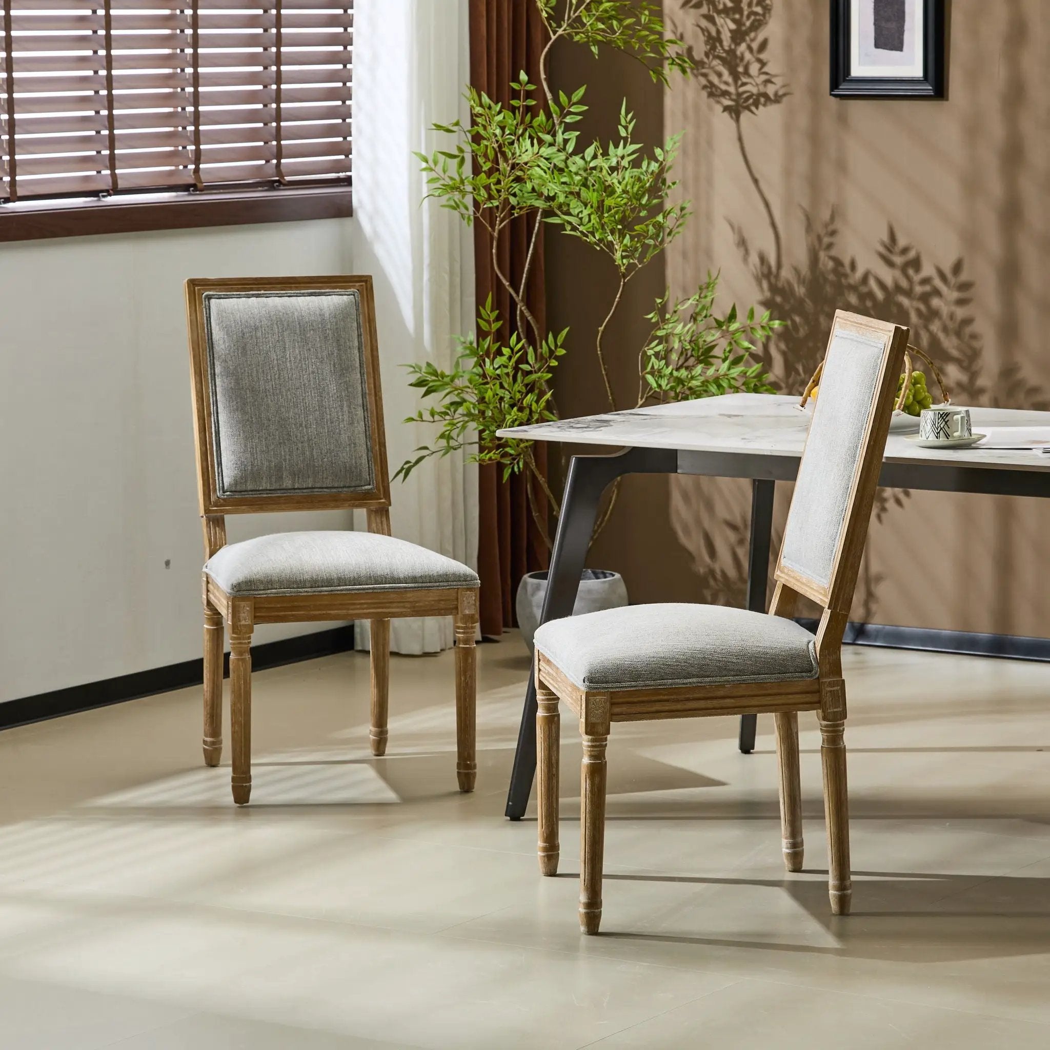 French Country Style Dining Chair With Upholstered Seating And Fluted Legs by HouseOfZazla