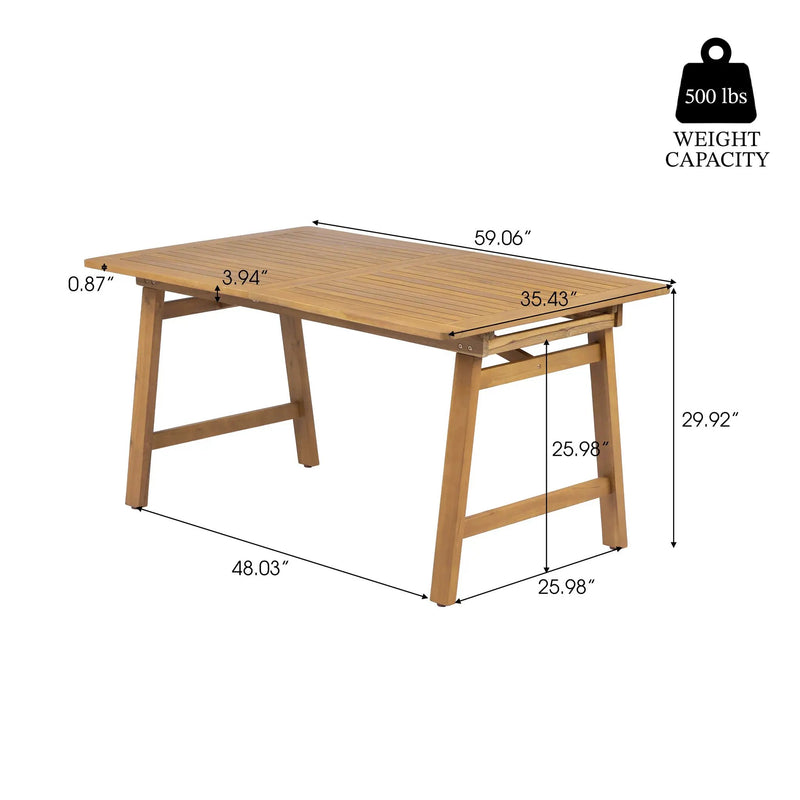 7-Piece Extendable Acacia Wood Outdoor Dining Set by HouseOfZazla