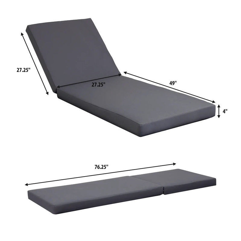 Lounge Chaise Set in Black Acacia Wood with Water-Resistant Cushions by HouseOfZazla