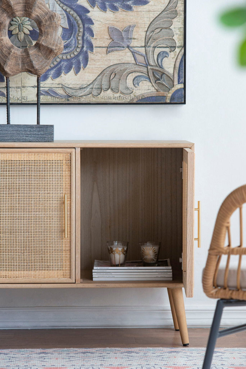 Wooden Accent TV Cabinet With 3 Doors - Brown by HouseOfZazla
