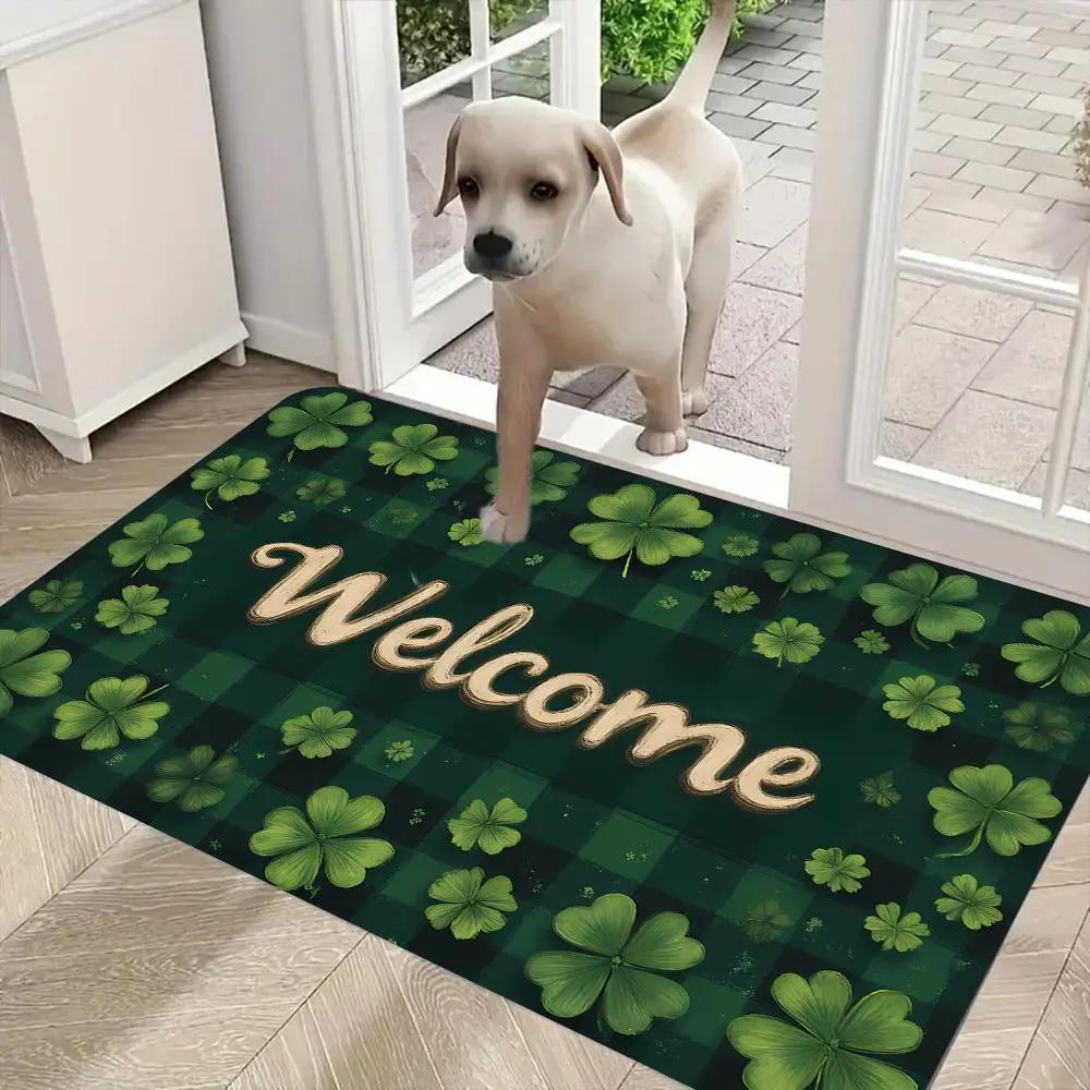 Doormat - Soft Flannel Green Rectangular by House Of Avana