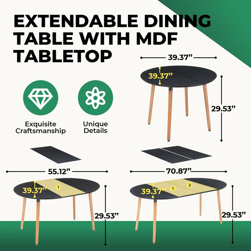 Extensible Dining and Office Table with Wood Legs by HouseOfZazla