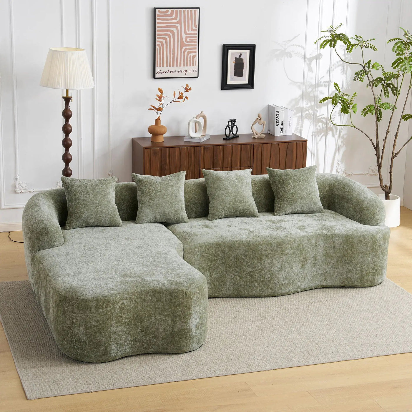 Modular L-Shape Sectional Sofa With Curved Chaise by HouseOfZazla