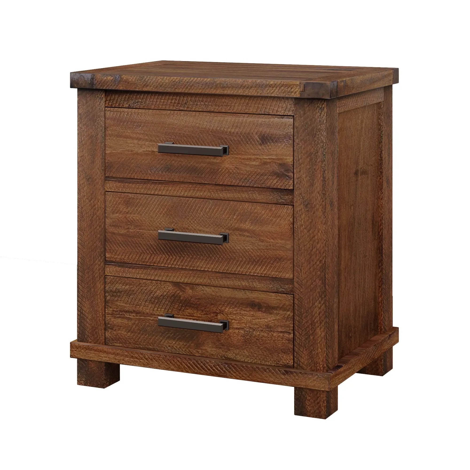 Rustic Three Drawer Reclaimed Solid Wood Farmhouse Nightstand Set of Two by HouseOfZazla