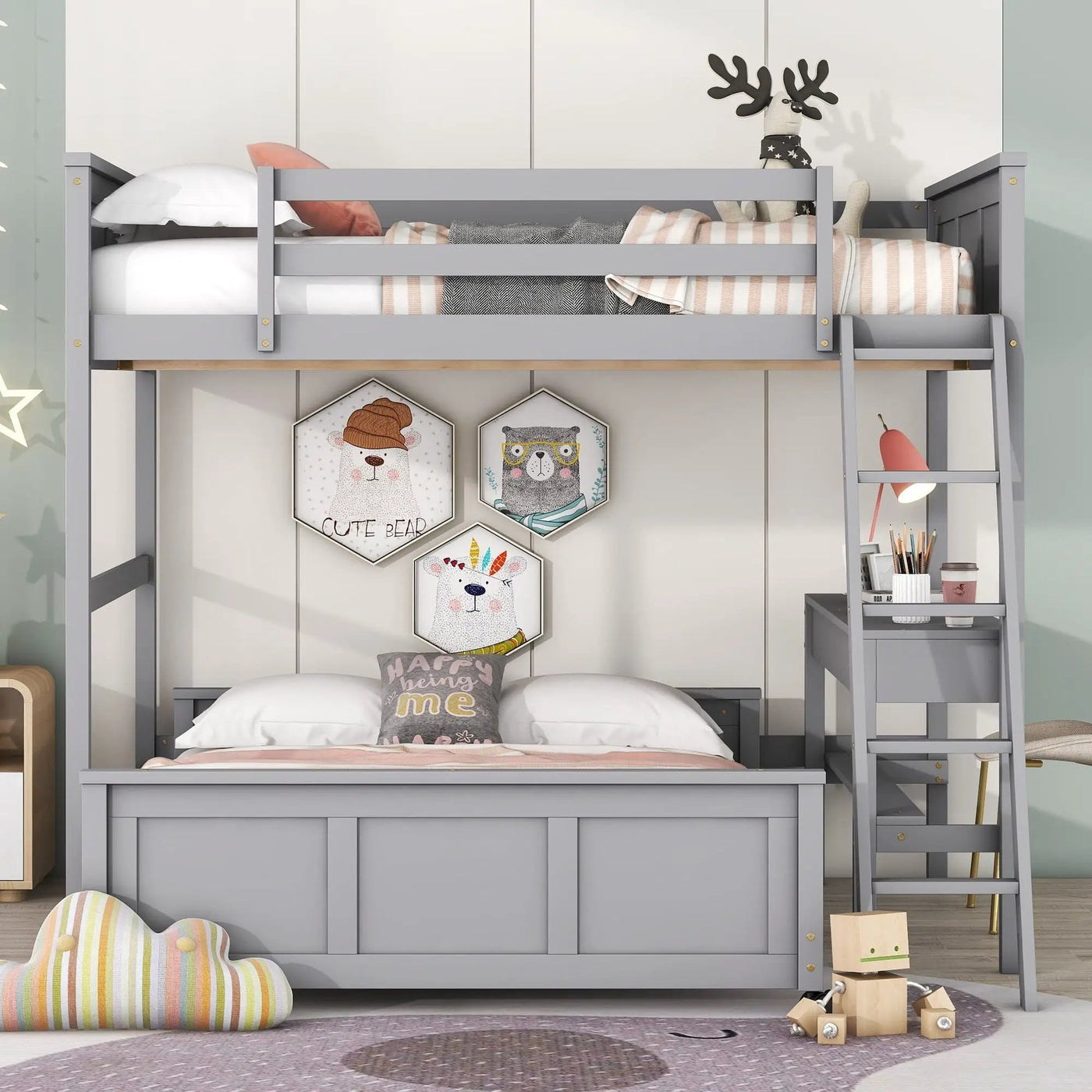 Full Over Full Bunk Bed With Desk by Unique Piece Furniture