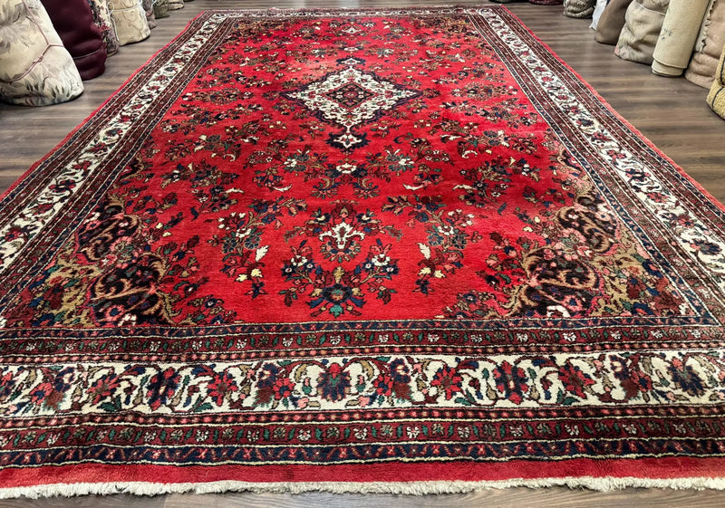 Palace Size Persian Rug 11x18, Red, Bibikabad Rug, Handmade Large Wool Carpet, Persian Hamadan Rug, Dargazin Rug by Jewel Rugs