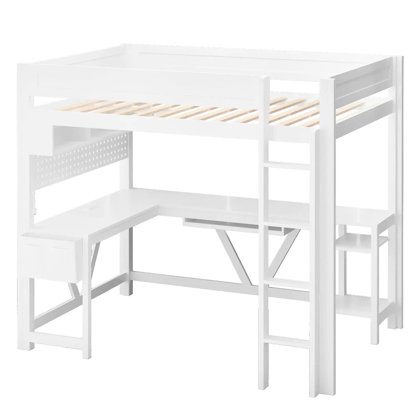 Gaming Loft Bed With Desk, Storage Shelves, LED And Charging Station by HouseOfZazla