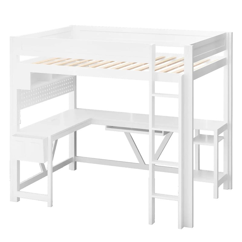Gaming Loft Bed With Desk, Storage Shelves, LED And Charging Station