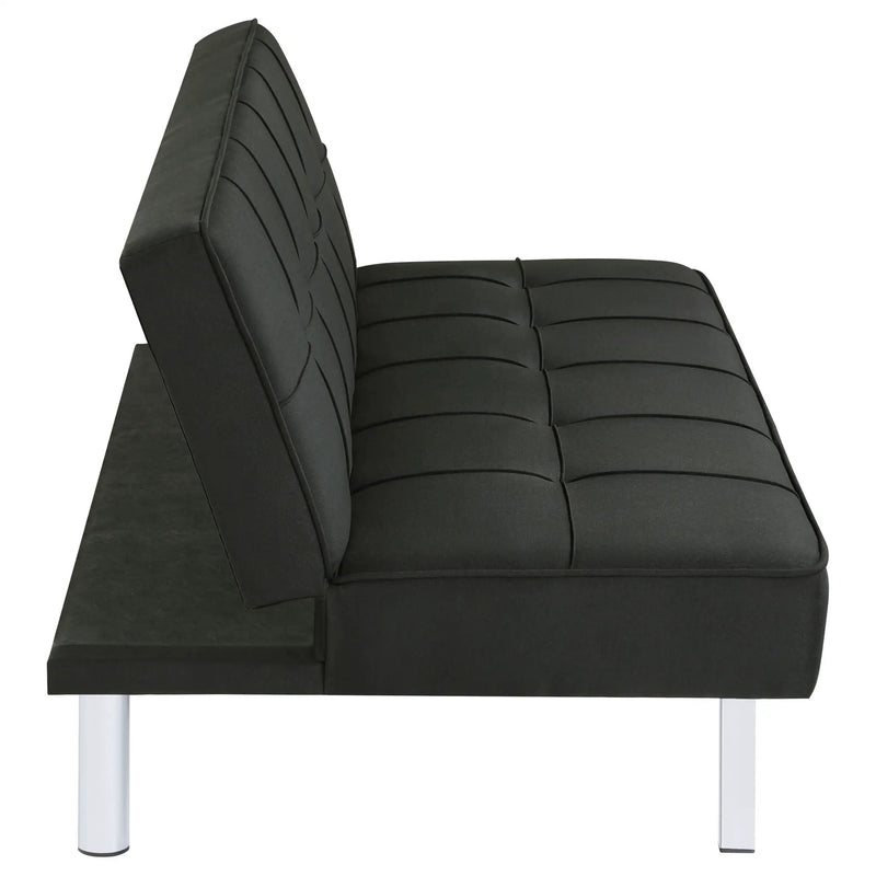 Joel Upholstered Tufted Convertible Sofa Bed Black by Unique Piece Furniture