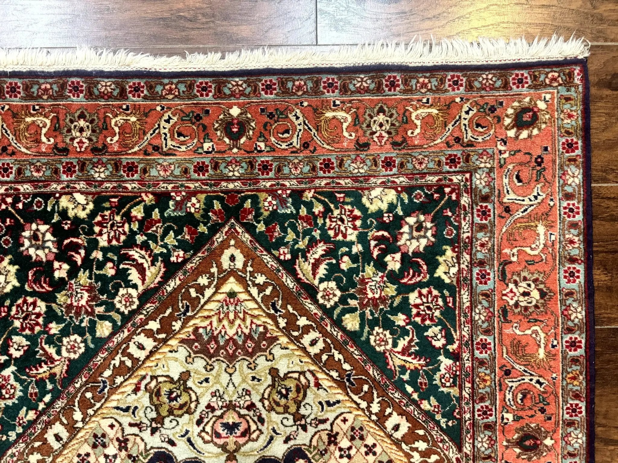 Persian Tabriz Rug 3x4, Navy Blue, Birds, Floral, Prayer Rug, Handmade Wool Rug, Finely Hand Knotted 325 KPSI by Jewel Rugs