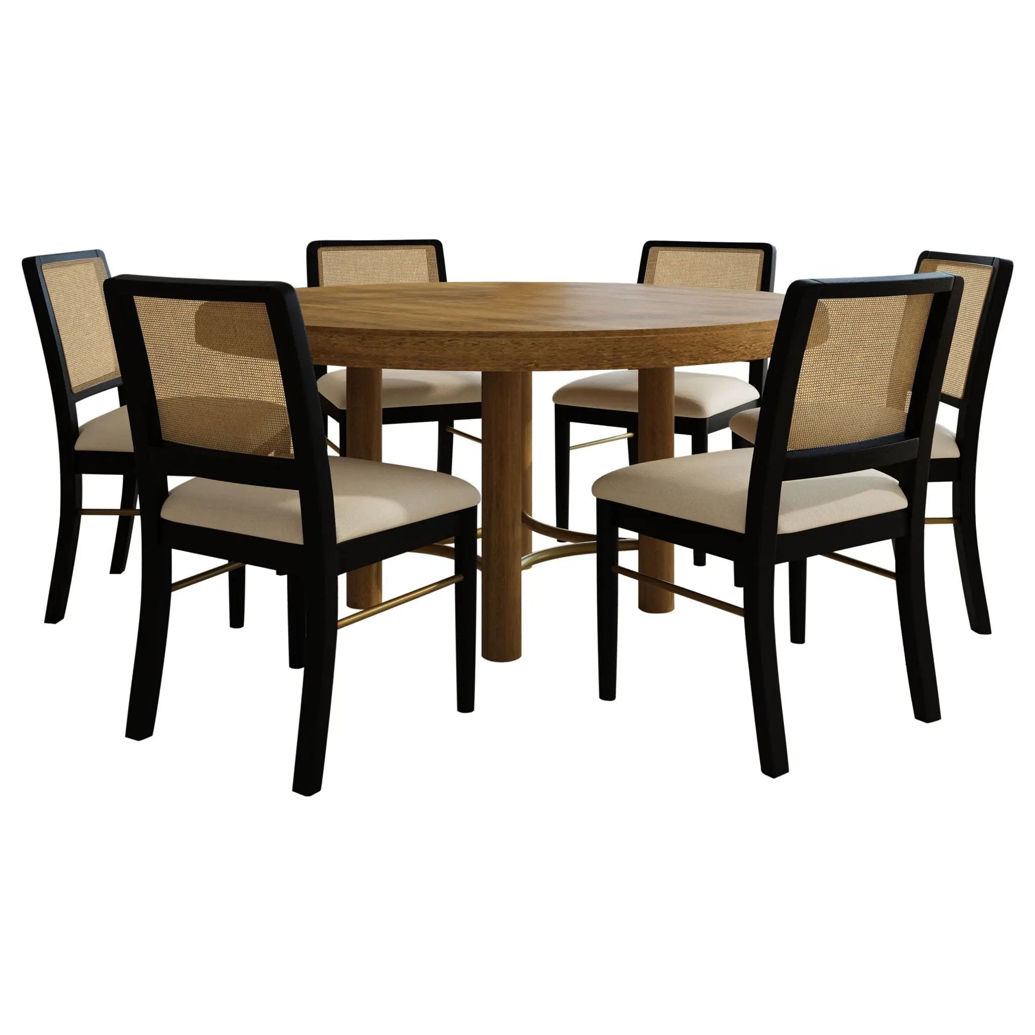 Arini 7-piece Round Dining Table Set Sand Wash and Black by Unique Piece Furniture