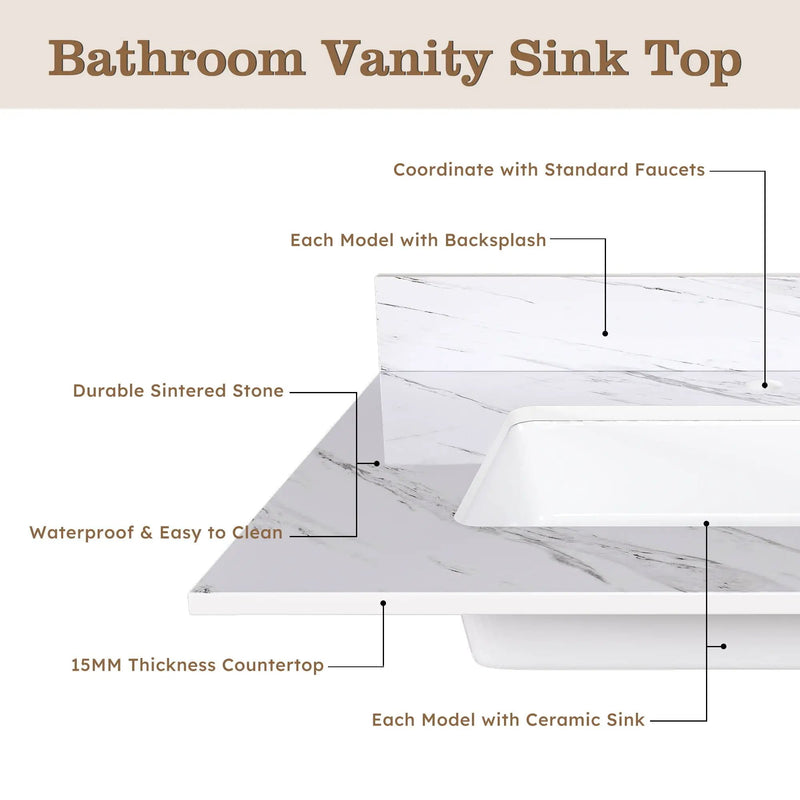 Bianco Carrara Venato Marble Vanity Top With Pre Drilled Faucet Hole And Undermount Sink by HouseOfZazla