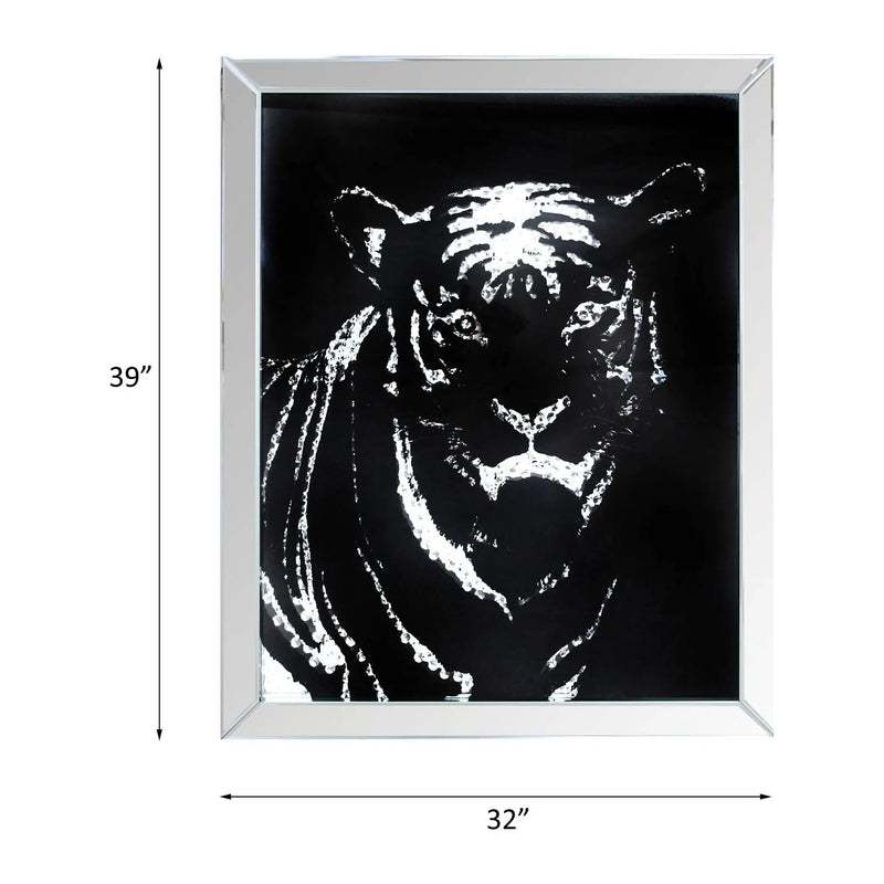 Talisha - Wall Art - Mirrored & Faux Crystal Tiger by Unique Piece Furniture