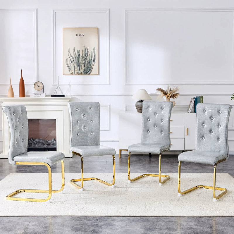 Elegant Design Alligator Skin Upholstered Dining Chairs by Unique Piece Furniture