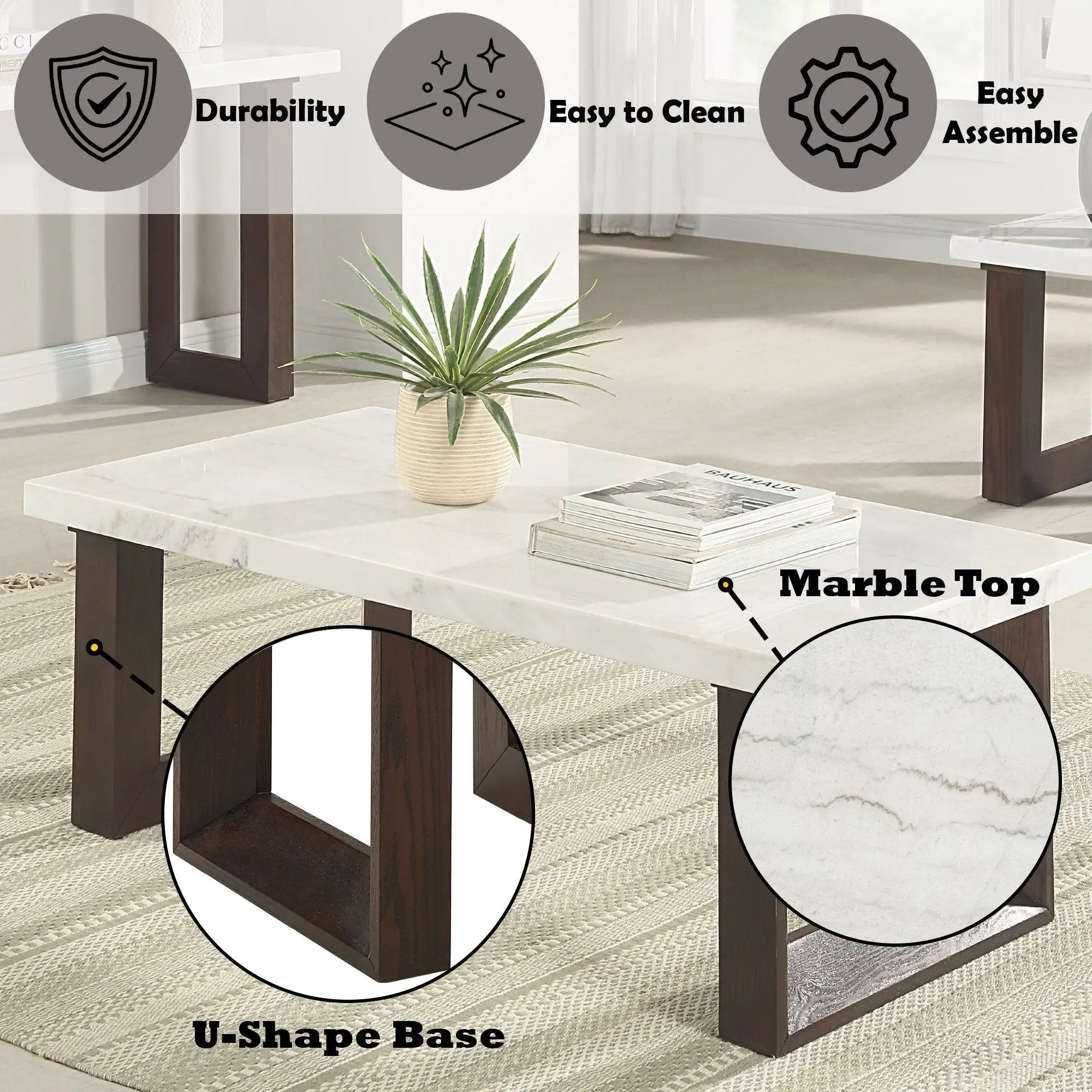 Edwyn - Natural Marble Top End Table by Unique Piece Furniture