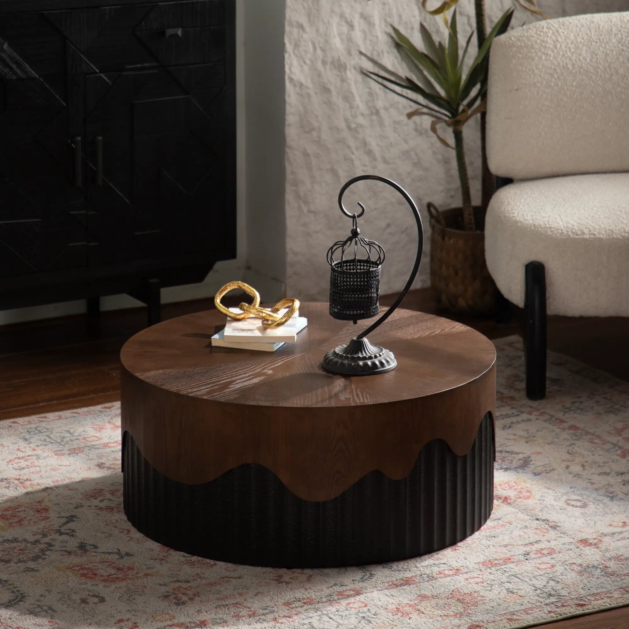 30.31" Round Coffee Table - Handcrafted Wooden Tea Table by HouseOfZazla