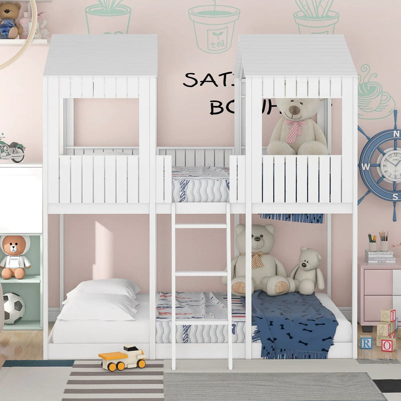 Bunk Bed With Roof, Window, Guardrail, Ladder by HouseOfZazla