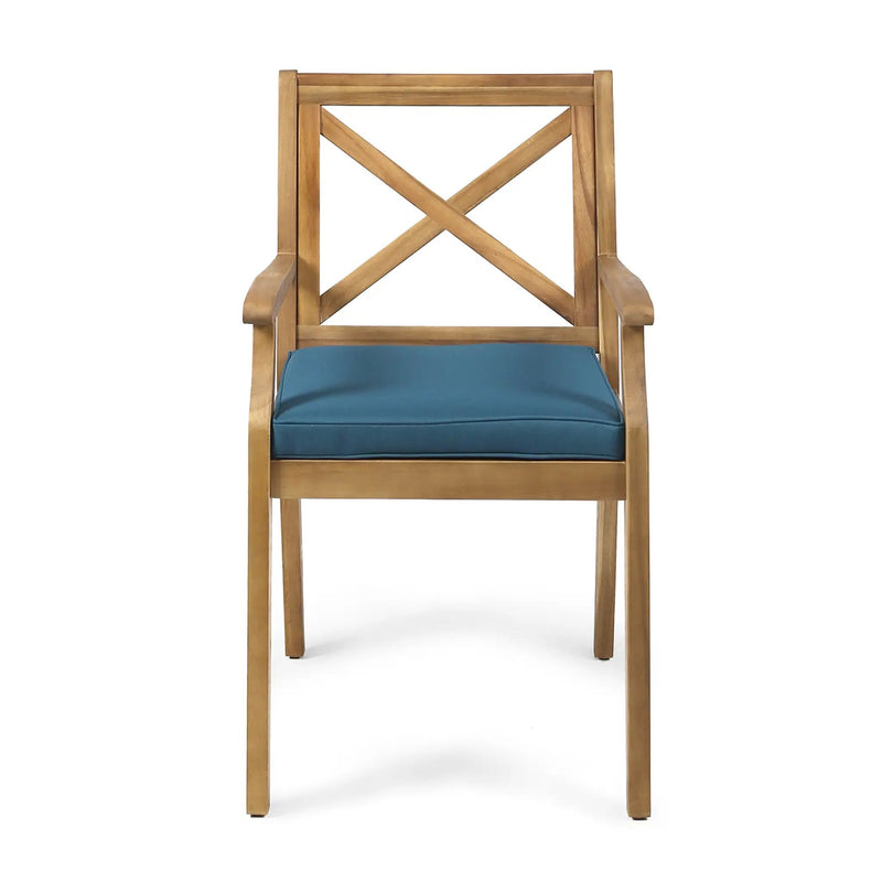 Perla Dining Chair 2pcs with Blue Cushions by HouseOfZazla