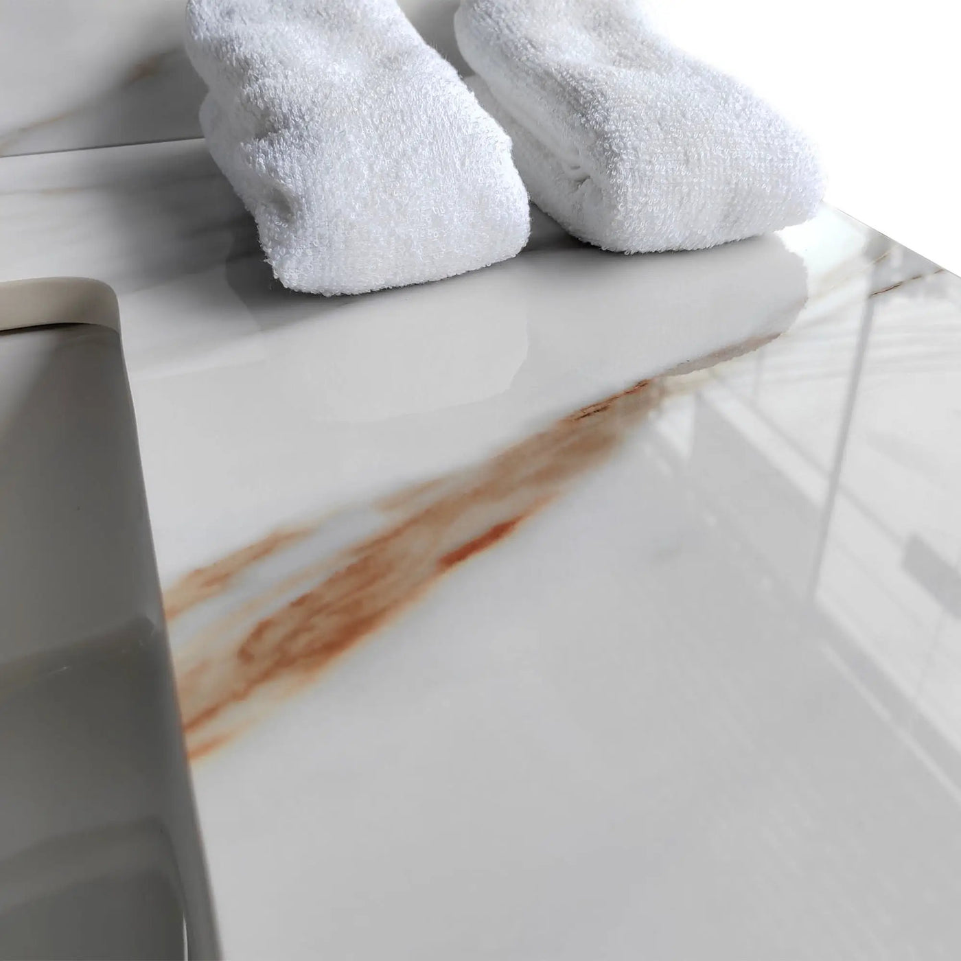 Vanity Top With Undermount Sink And Backsplash, Sintered Stone by HouseOfZazla