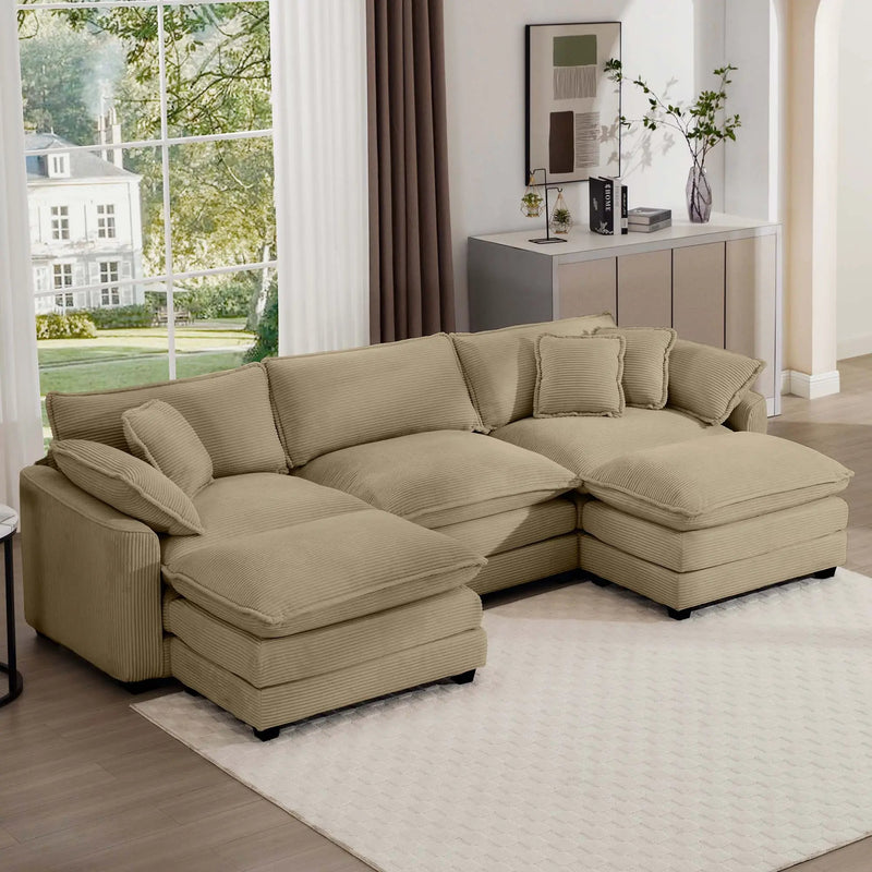 Modern Oversized Modular Cushion Sofa With Ottoman, Low Back, Deep Seating Sofa Set by Unique Piece Furniture