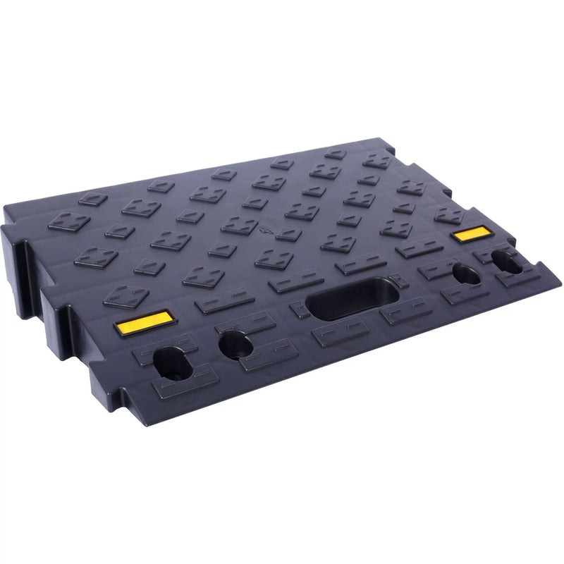 Heavy Duty Plastic 4" High Portable Automotive Curb Ramp For Cars & Wheelchairs Interlocking Design - Black by HouseOfZazla