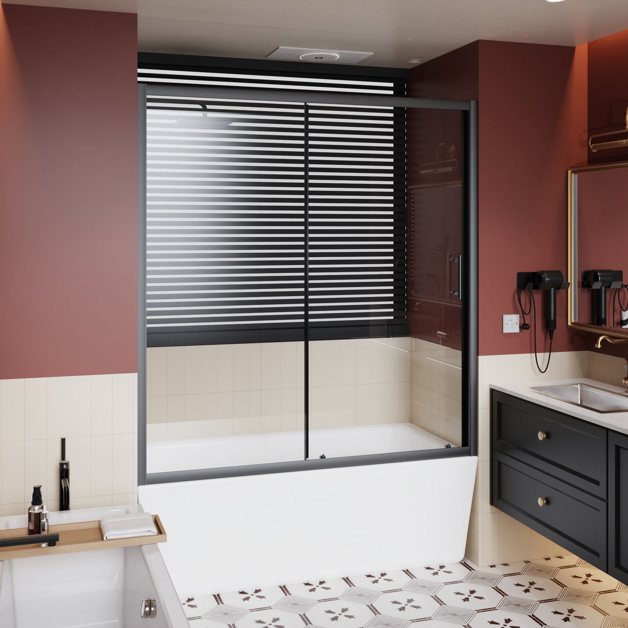 Sliding Shower Door For Bathtub - Matt Black by HouseOfZazla
