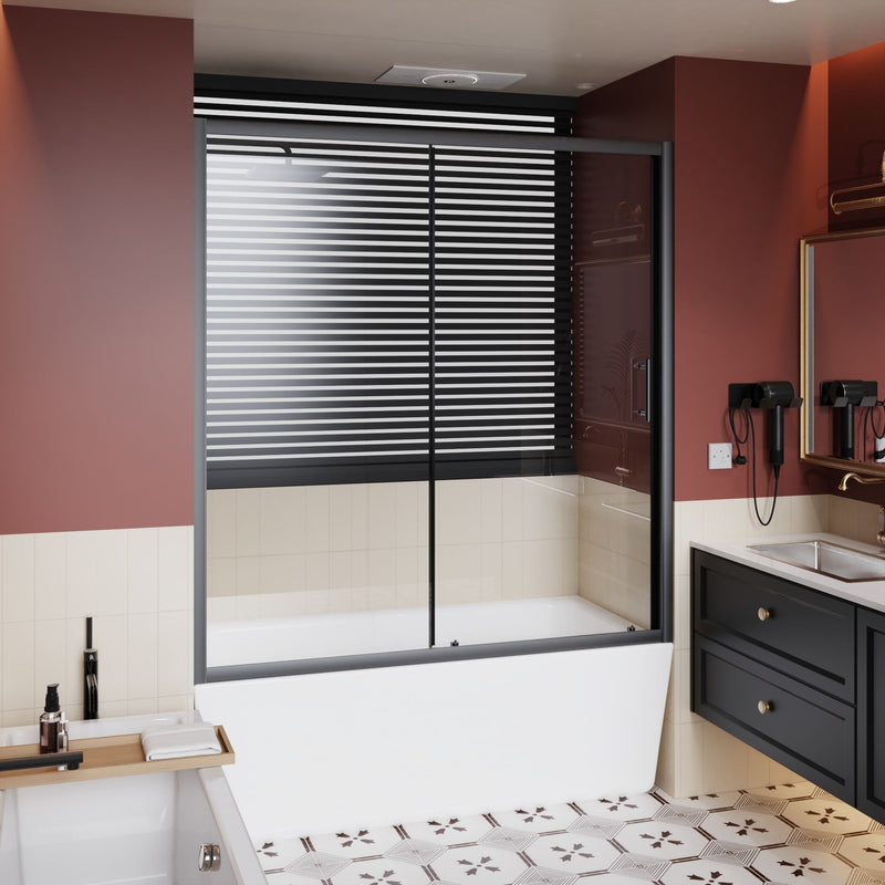 Sliding Shower Door For Bathtub - Matt Black by HouseOfZazla