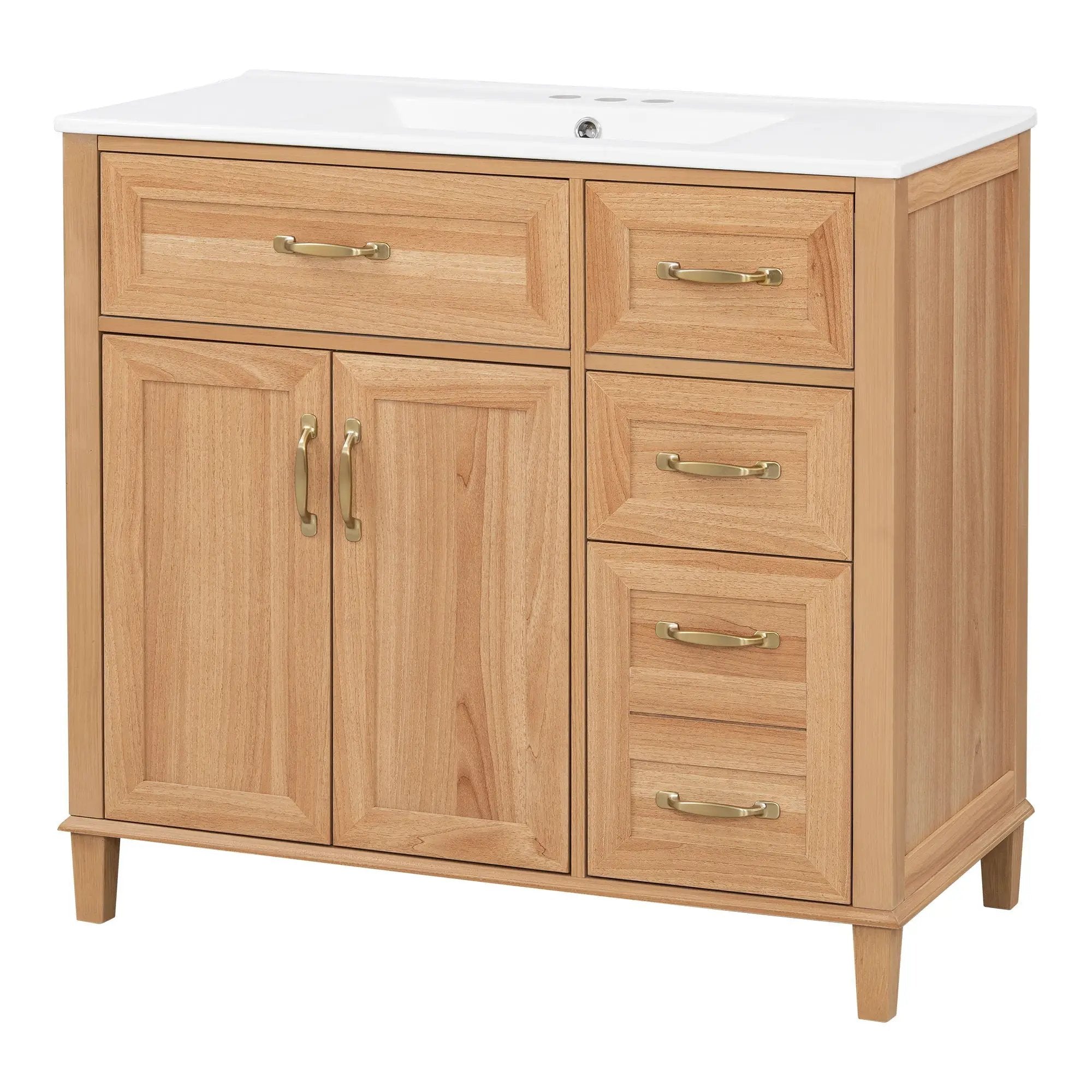 Bathroom Vanity With Sink, Soft Close Doors & Drawers - Wood by HouseOfZazla