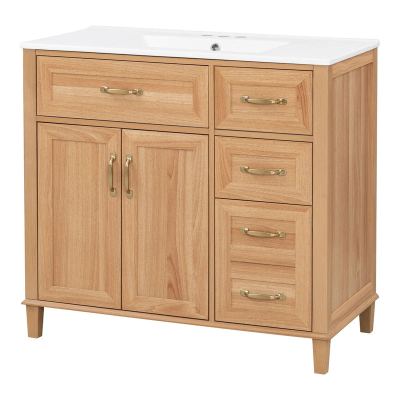 Bathroom Vanity With Sink, Soft Close Doors & Drawers - Wood by HouseOfZazla