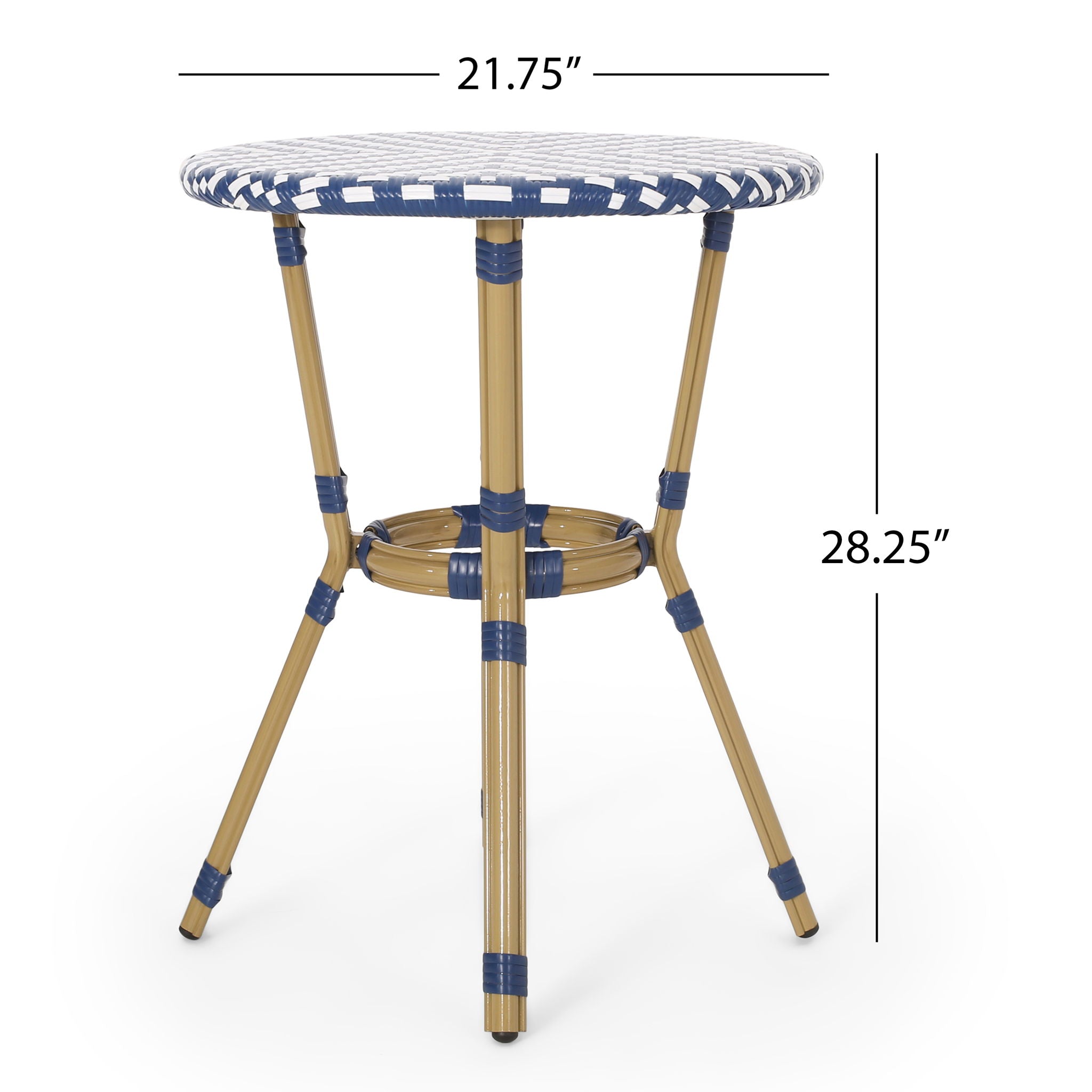 French Bistro Table Outdoor Elegance - White / Blue by HouseOfZazla