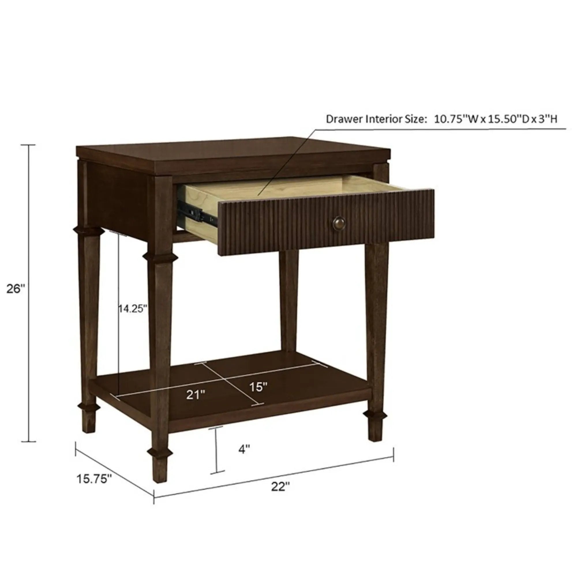 Kenna - Nightstand With Storage - Dark Coffee by Unique Piece Furniture