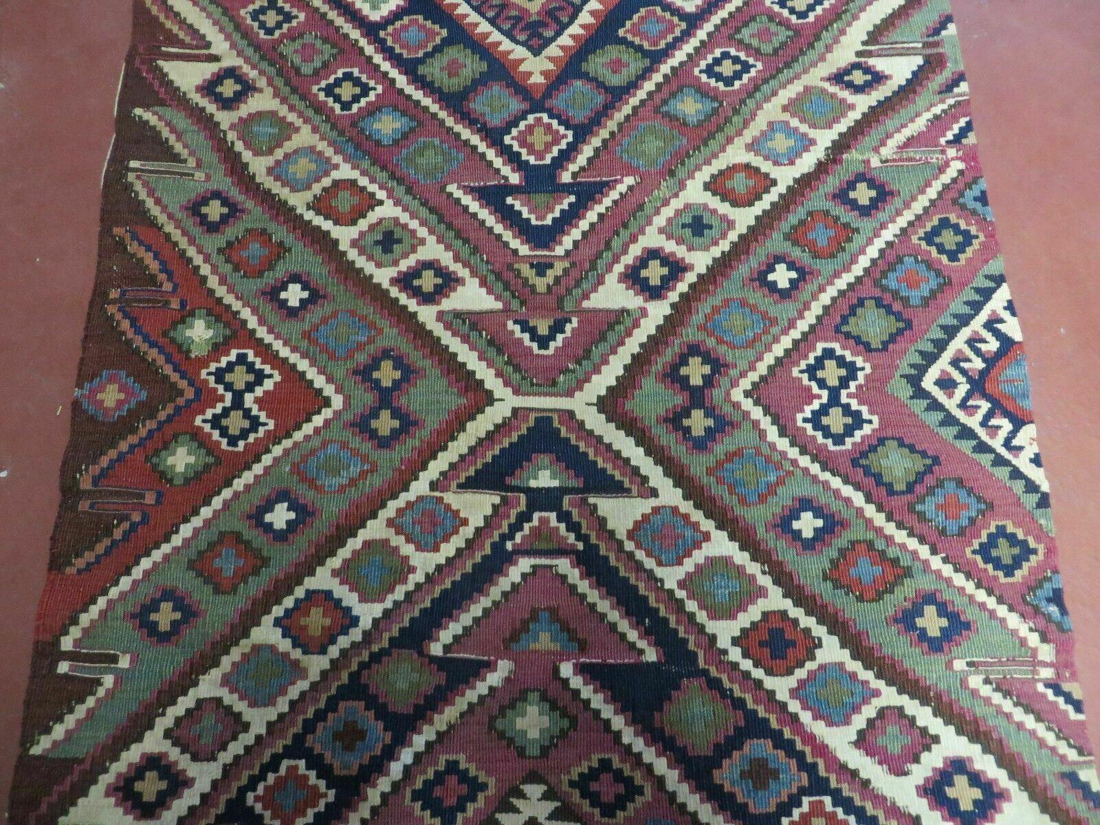 2' 1" X 4' 4" Antique Handmade Bagface Kilim Shirvan Caucasian Wool Rug Nice by Jewel Rugs