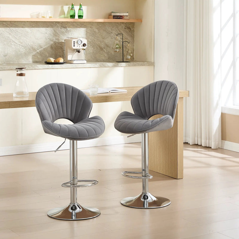 Bar Stools Set of 2 - Adjustable Barstools with Back and Footrest by HouseOfZazla