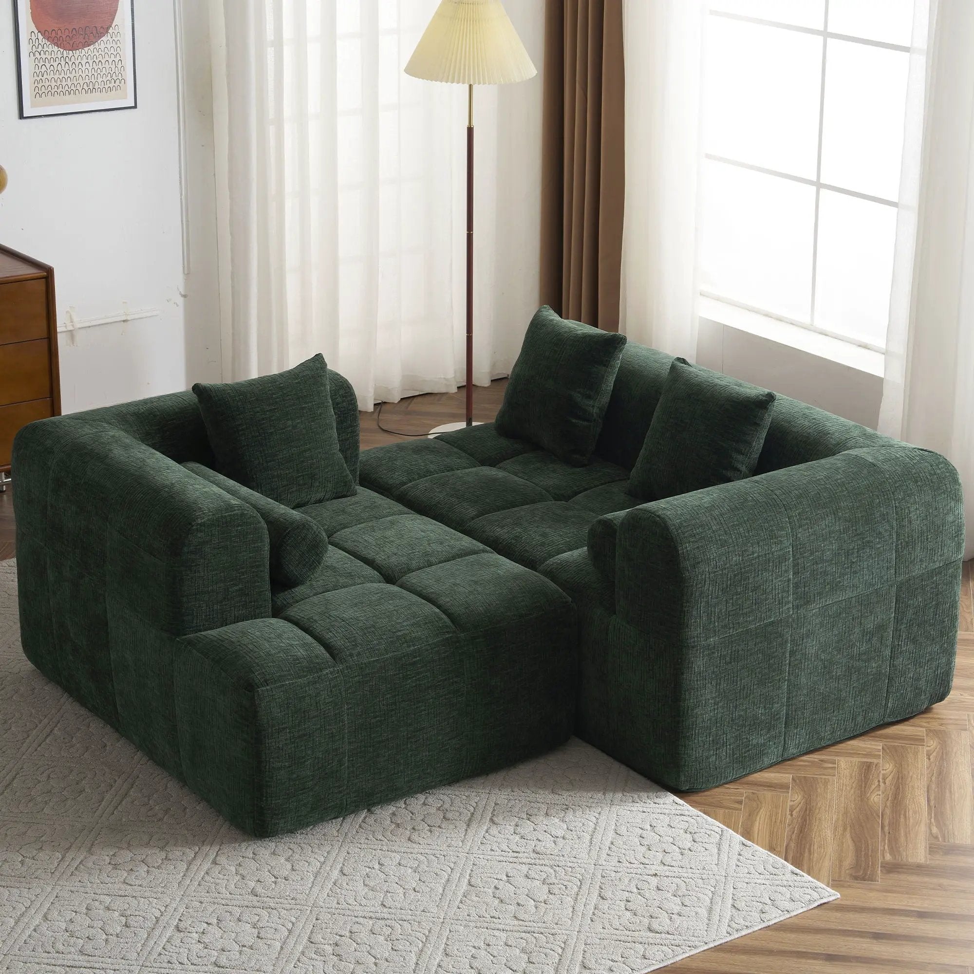 Sectional Free Combined Sofa With 2 Side Pockets by HouseOfZazla