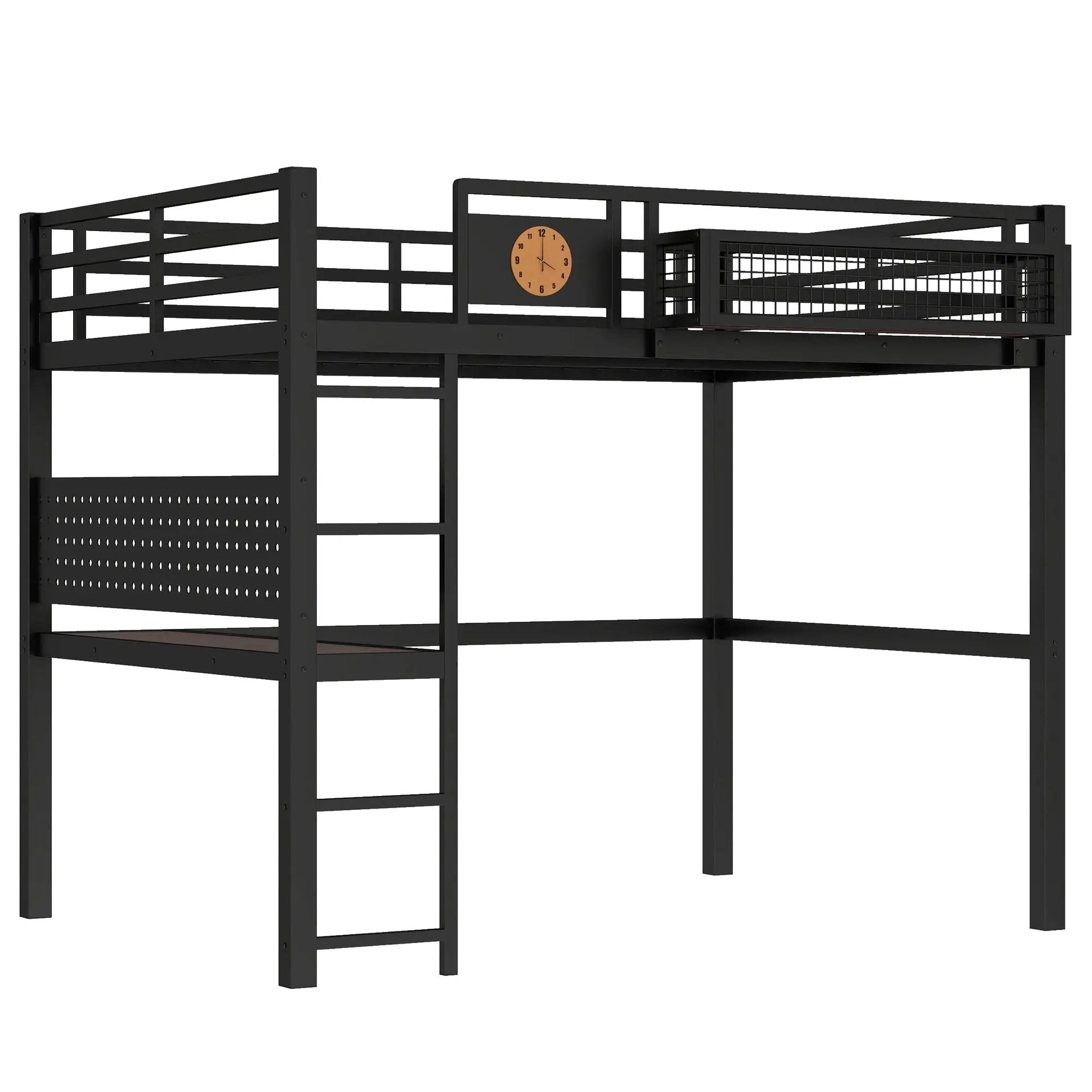 Full Size Loft Bed Frame with Desk and Charging Port by HouseOfZazla