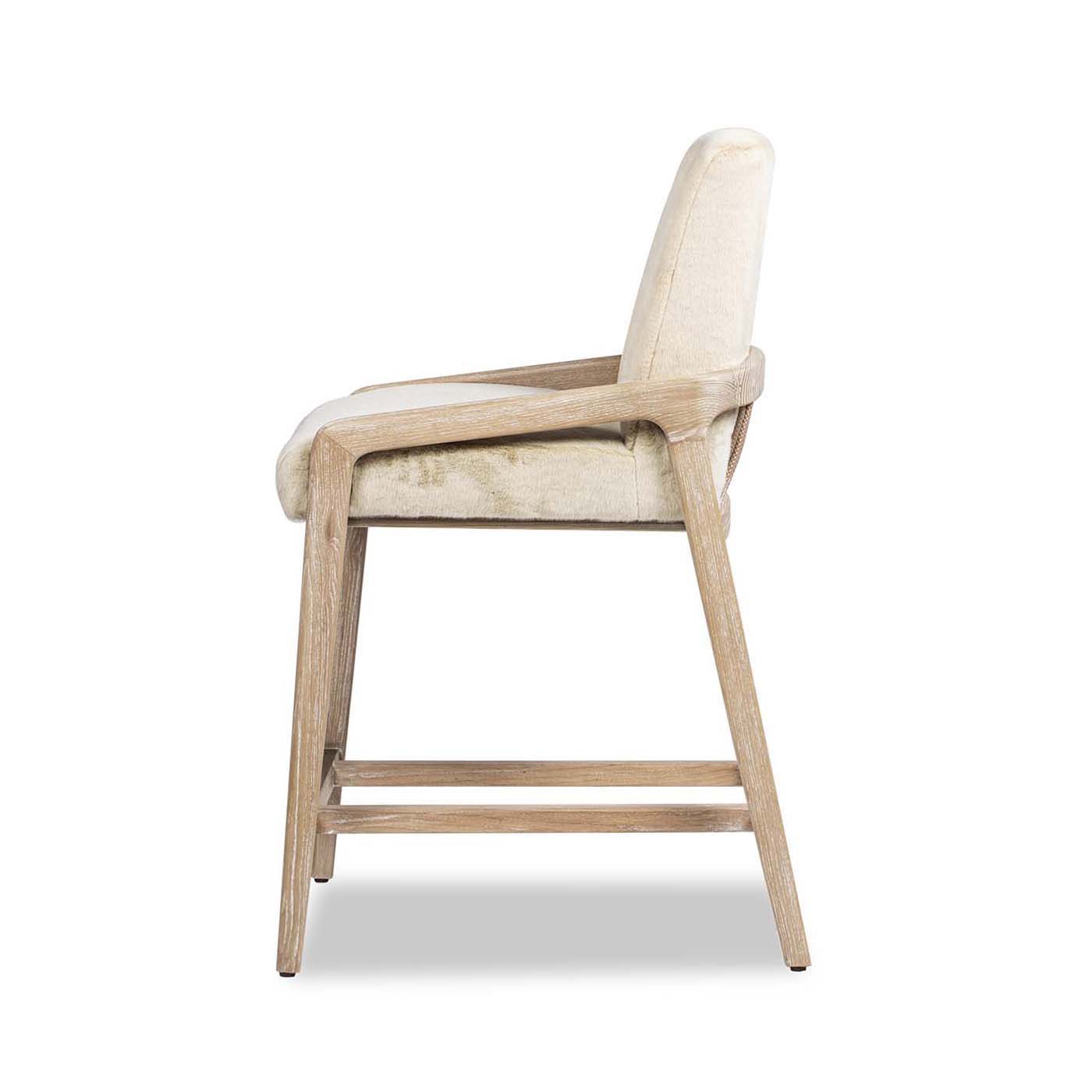 Arizona - Solid Ash Upholstered Counter Stool With Rope Detail - Creme De La Creme White by HouseOfZazla